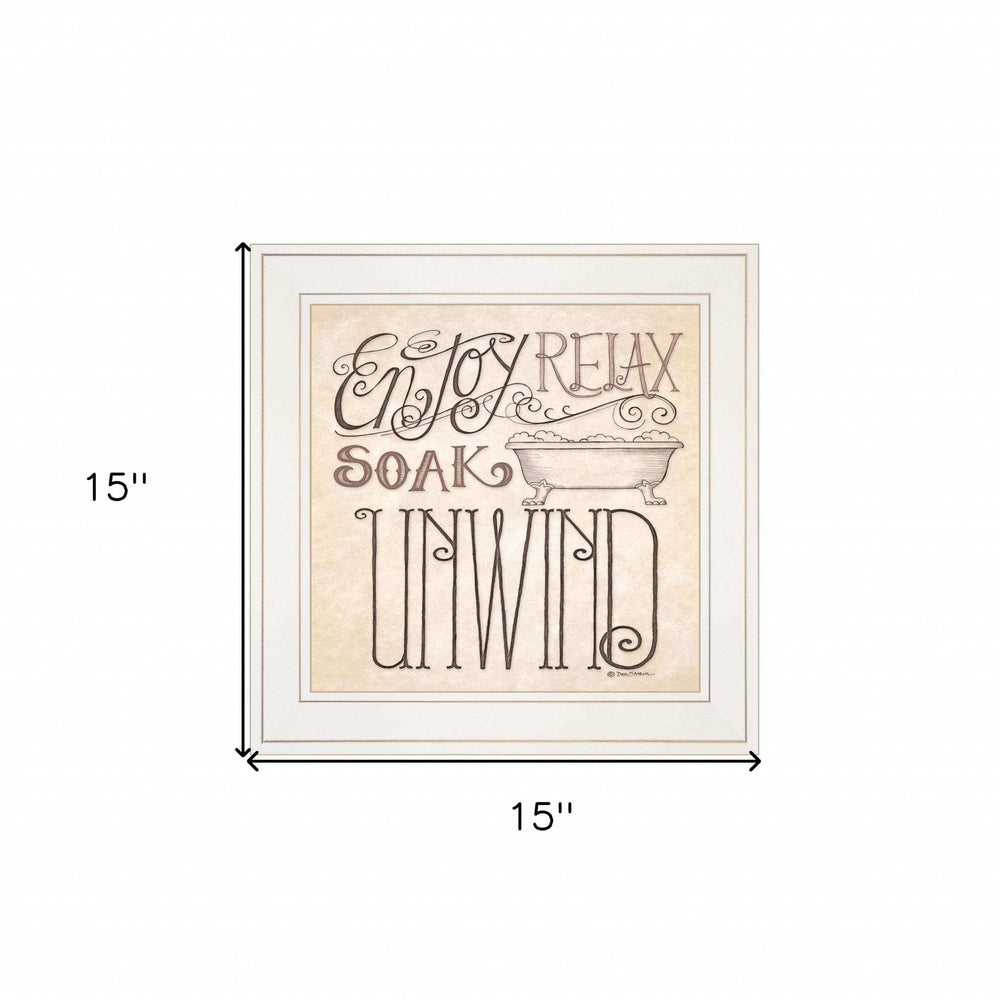 Soak and Relax 2 White Framed Print Bathroom Wall Art - Homeroots - Flyclothing LLC