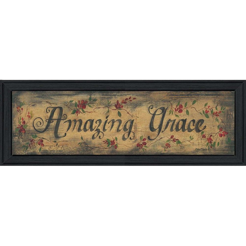 Amazing Grace Floral Black Framed Print Wall Art - Homeroots - Flyclothing LLC