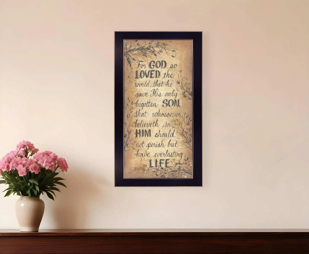 For God So Loved Black Framed Print Wall Art - Homeroots - Flyclothing LLC