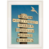 Beach Directional White Framed Print Wall Art - Homeroots - Flyclothing LLC