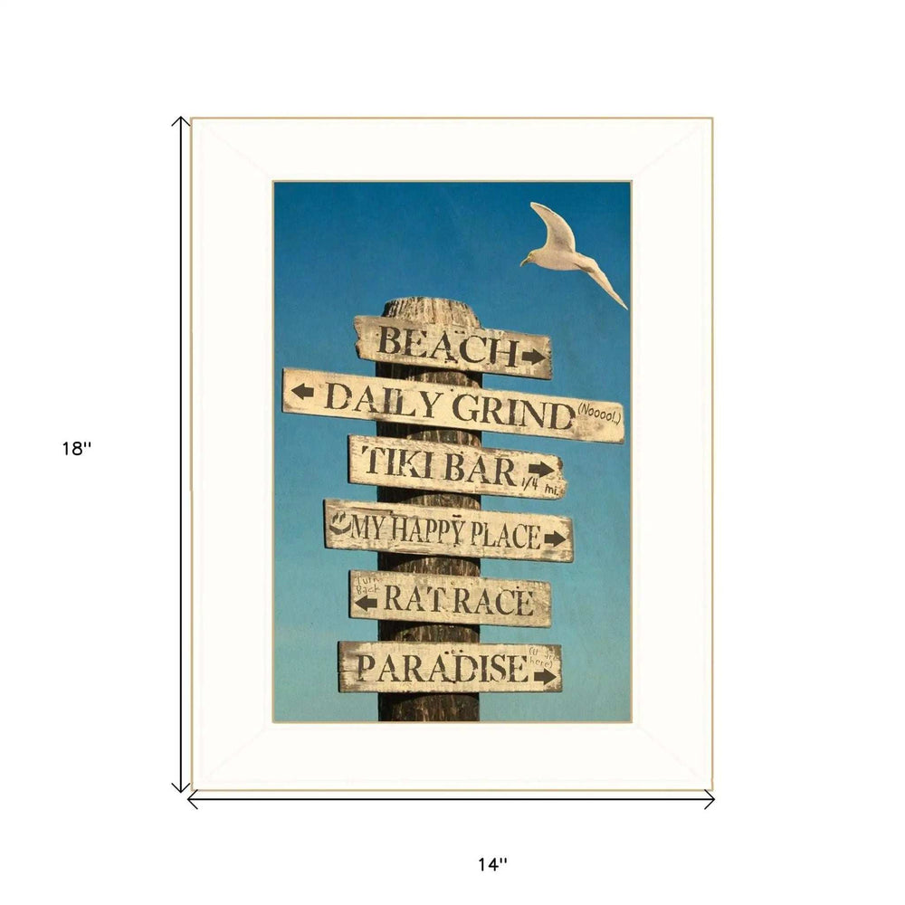 Beach Directional 2 White Framed Print Wall Art - Homeroots - Flyclothing LLC