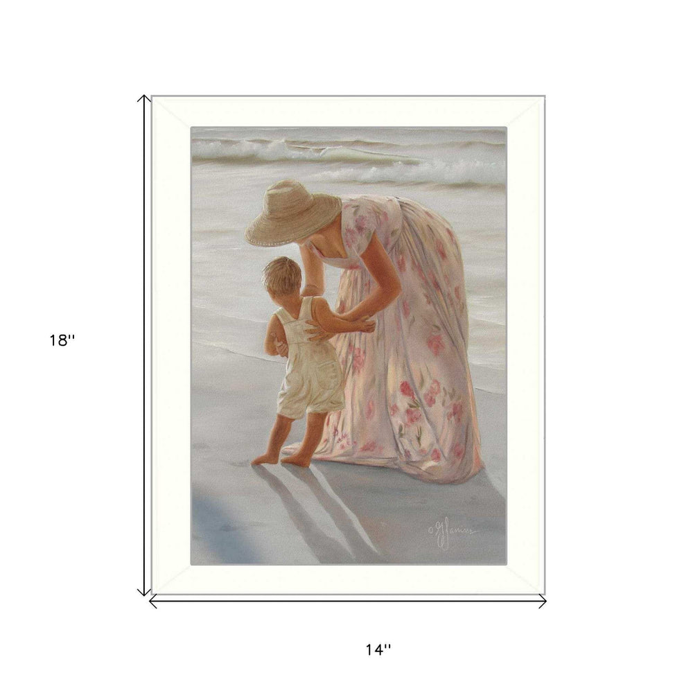 First Time on the Beach White Framed Print Wall Art - Homeroots - Flyclothing LLC