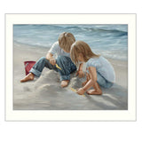 Sand Castle Builders 1 White Framed Print Wall Art - Homeroots - Flyclothing LLC