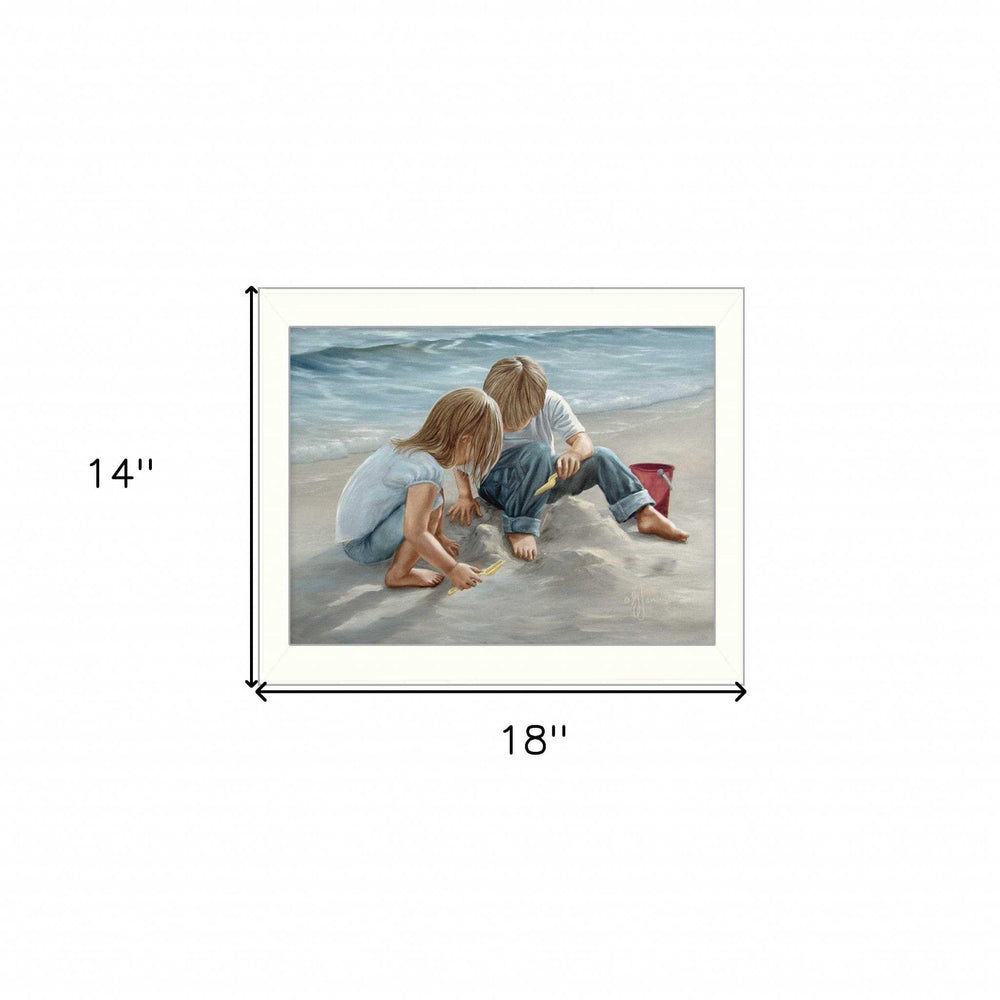 Sand Castle Builders 1 White Framed Print Wall Art - Homeroots - Flyclothing LLC