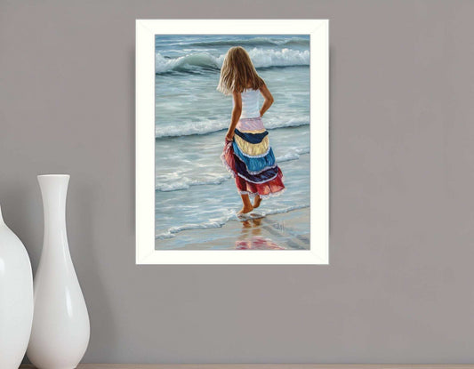 The Striped Skirt White Framed Print Wall Art - Homeroots - Flyclothing LLC