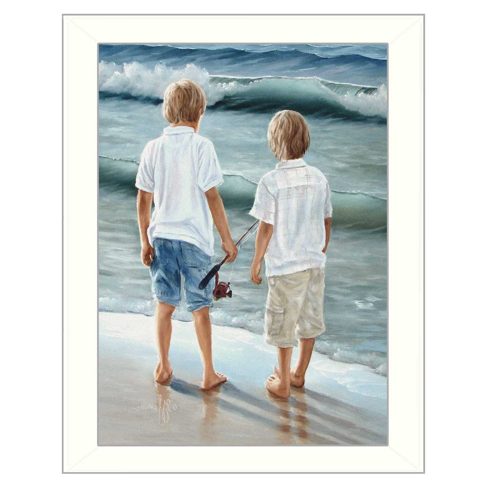 Going Fishing White Framed Print Wall Art - Homeroots - Flyclothing LLC
