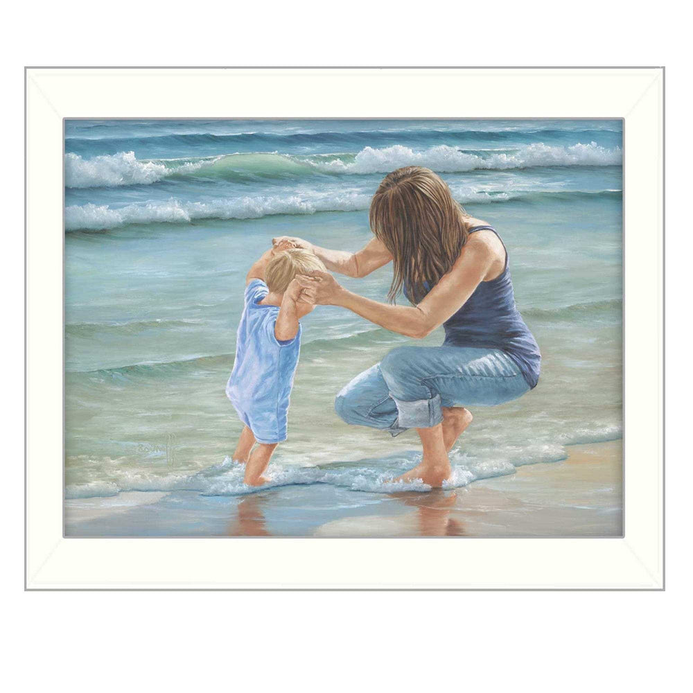 Playing in the Water White Framed Print Wall Art - Homeroots - Flyclothing LLC