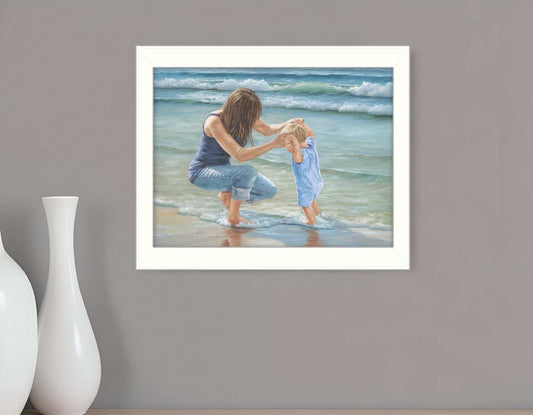Playing in the Water White Framed Print Wall Art - Homeroots - Flyclothing LLC