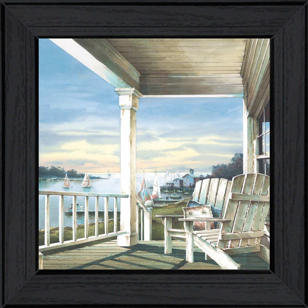 Front Porch Coastal Sunset Black Framed Print Wall Art - Homeroots - Flyclothing LLC