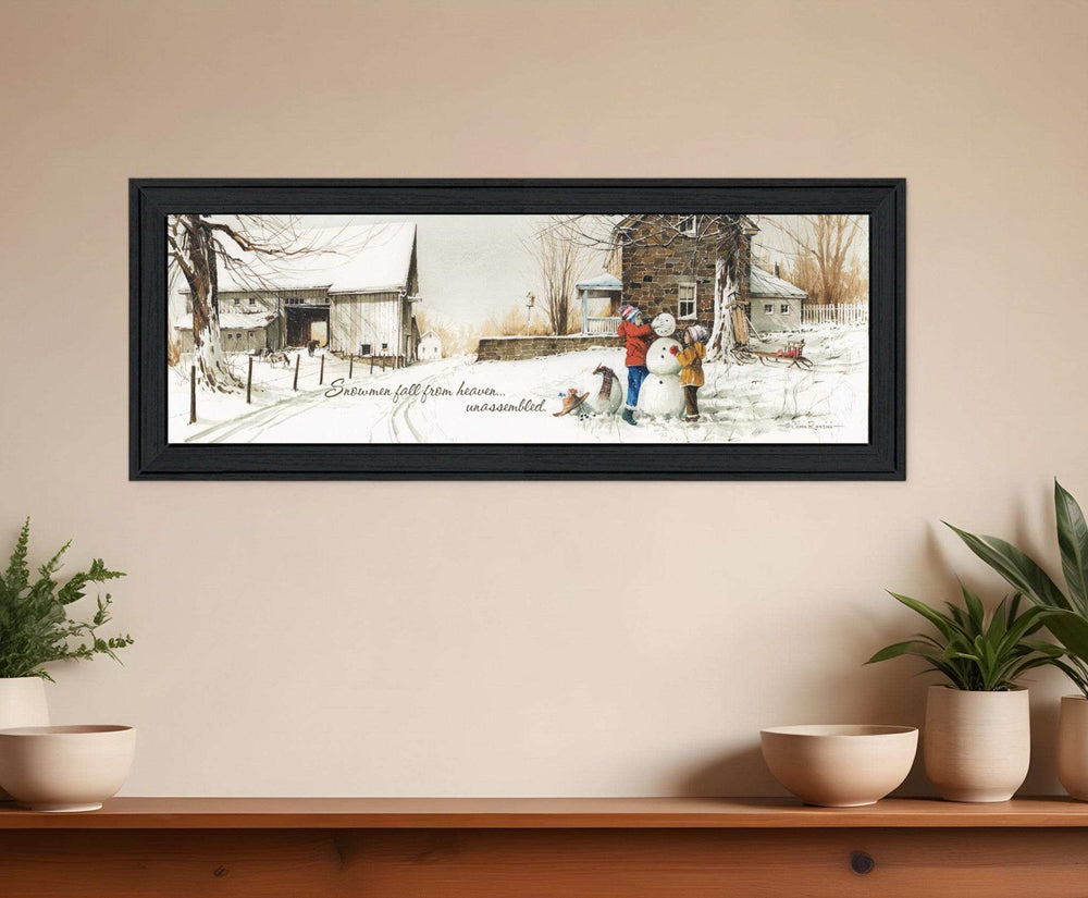 Snowmen from Heaven 1 Black Framed Print Wall Art - Homeroots - Flyclothing LLC