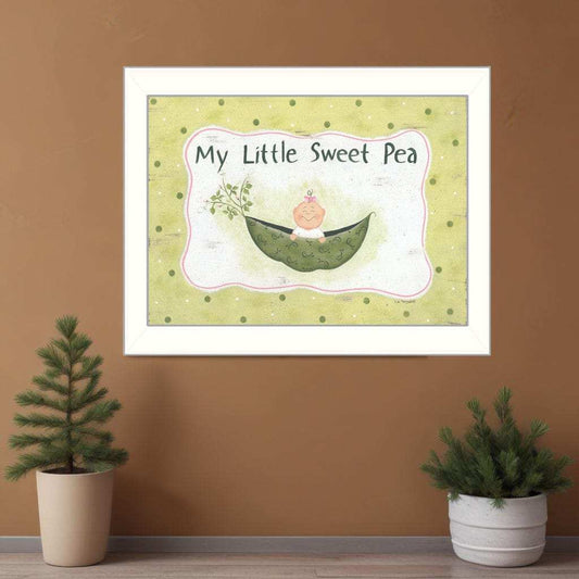 My Little Sweet Pea White Framed Print Wall Art - Homeroots - Flyclothing LLC