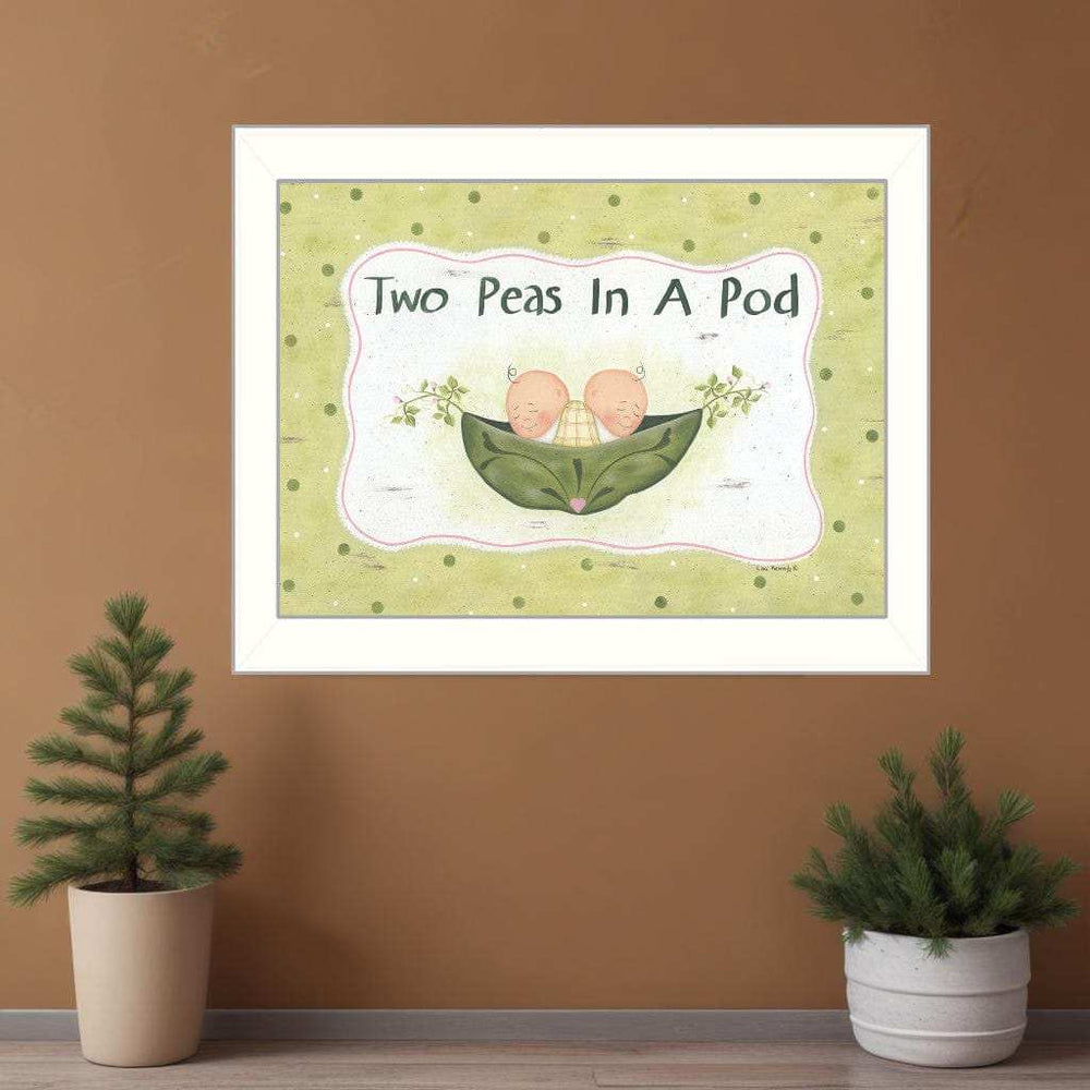 Two Peas in a Pod White Framed Print Wall Art - Homeroots - Flyclothing LLC