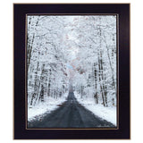 All Roads lead Home winter lane Black Framed Print Wall Art - Homeroots - Flyclothing LLC