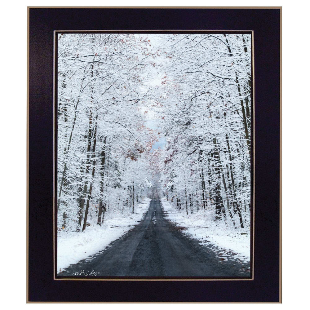 All Roads lead Home winter lane Black Framed Print Wall Art - Homeroots - Flyclothing LLC