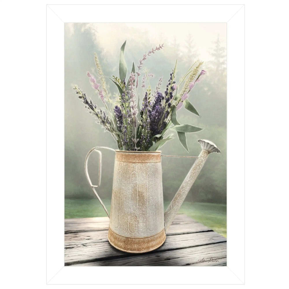 Lavender Watering Can 2 White Framed Print Wall Art - Homeroots - Flyclothing LLC