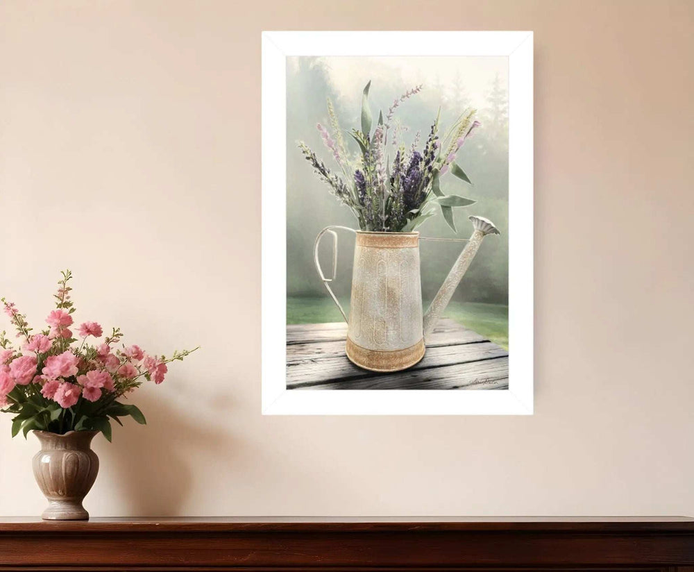 Lavender Watering Can 2 White Framed Print Wall Art - Homeroots - Flyclothing LLC