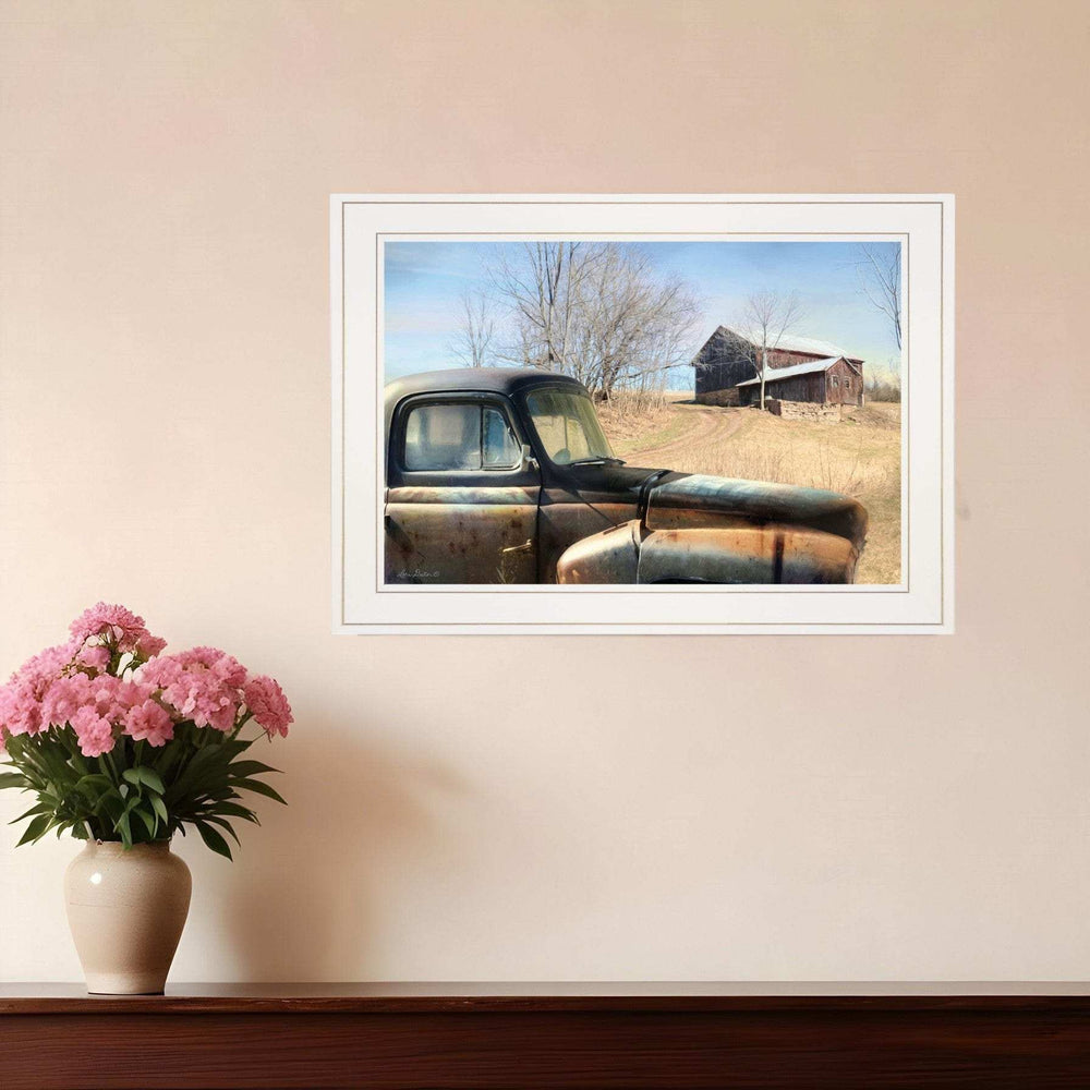 Vintage Farm Trucks 1 White Framed Print Wall Art - Homeroots - Flyclothing LLC