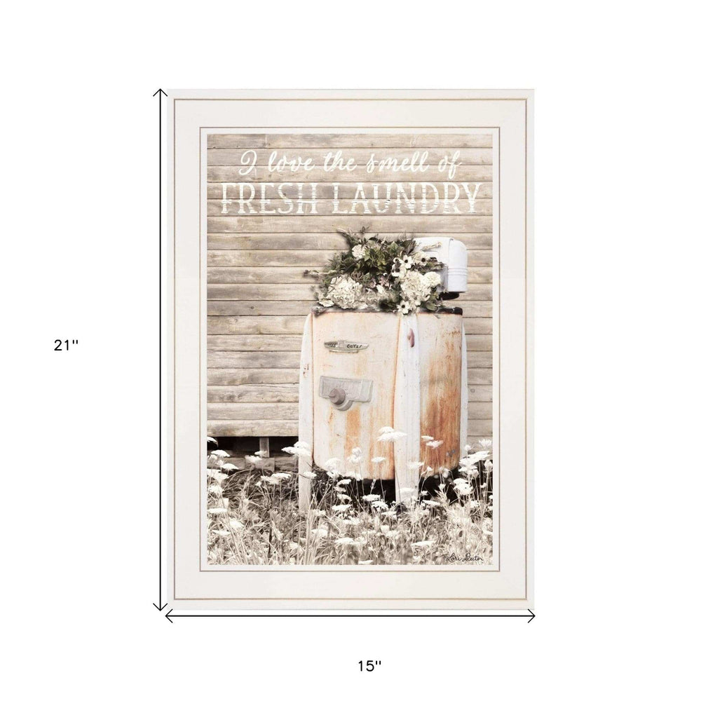 Fresh Laundry 1 White Framed Print Bathroom Wall Art - Homeroots - Flyclothing LLC