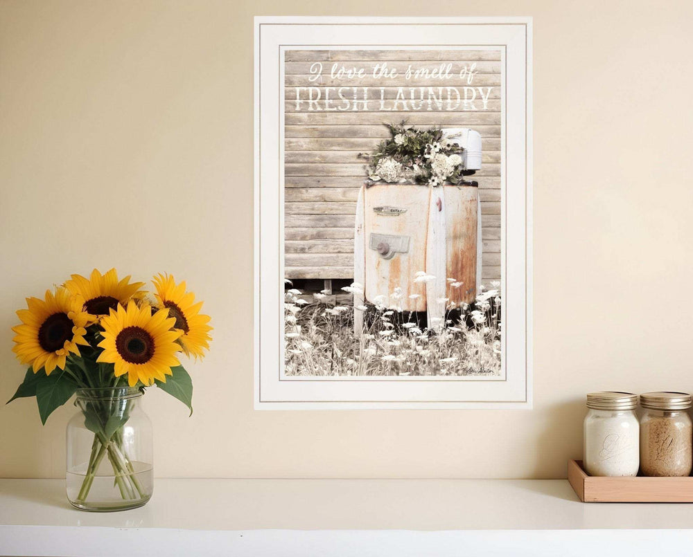 Fresh Laundry 1 White Framed Print Bathroom Wall Art - Homeroots - Flyclothing LLC