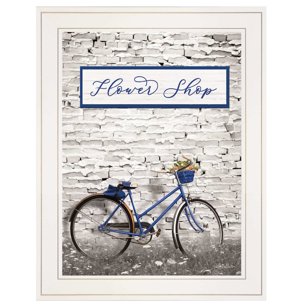 Flower Shop Bicycle 1 White Framed Print Wall Art - Homeroots - Flyclothing LLC