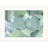 Aqua Leaves 1 White Framed Print Wall Art - Homeroots - Flyclothing LLC