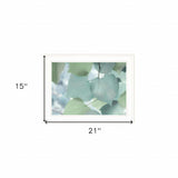 Aqua Leaves 1 White Framed Print Wall Art - Homeroots - Flyclothing LLC