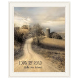 Country Road Take Me 1 White Framed Print Wall Art - Homeroots - Flyclothing LLC