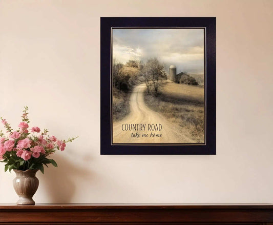 Country Road Take Me 2 Black Framed Print Wall Art - Homeroots - Flyclothing LLC