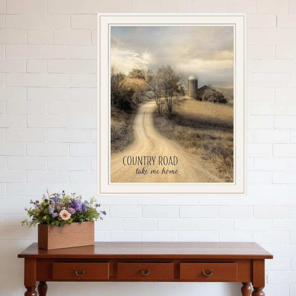 Country Road Take Me Home 1 White Framed Print Wall Art - Homeroots - Flyclothing LLC