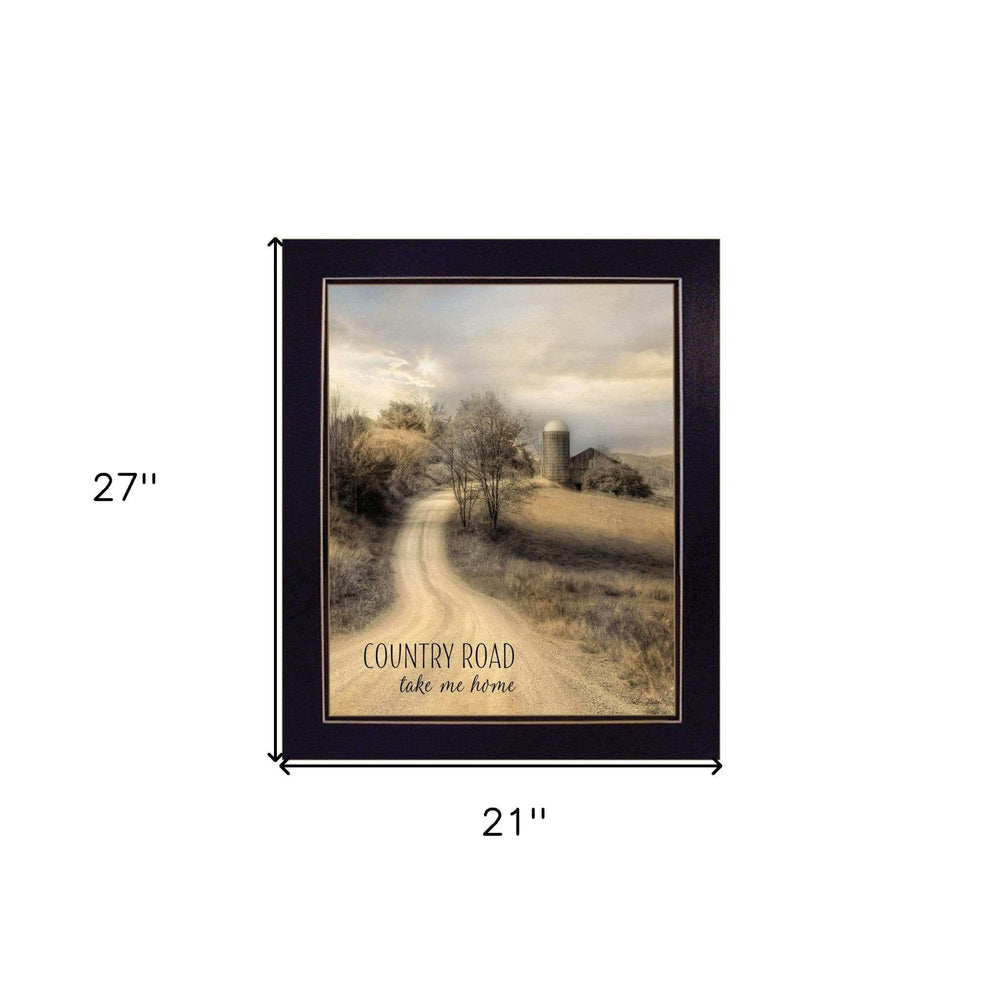 Country Road Take Me Home 2 Black Framed Print Wall Art - Homeroots - Flyclothing LLC