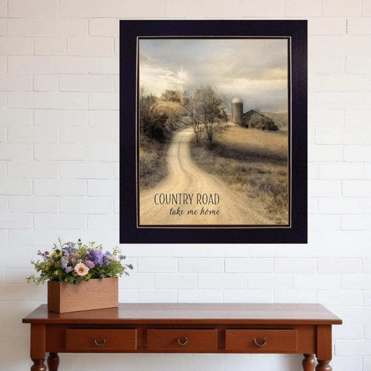 Country Road Take Me Home 2 Black Framed Print Wall Art - Homeroots - Flyclothing LLC