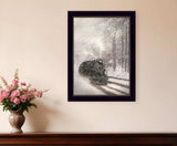 Snowy Locomotive 1 Black Framed Print Wall Art - Homeroots - Flyclothing LLC