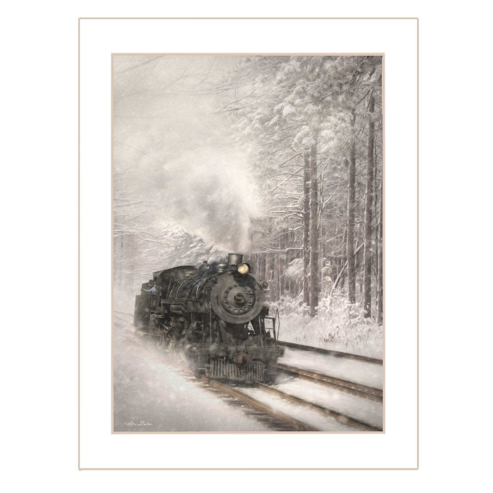 Snowy Locomotive 2 White Framed Print Wall Art - Homeroots - Flyclothing LLC