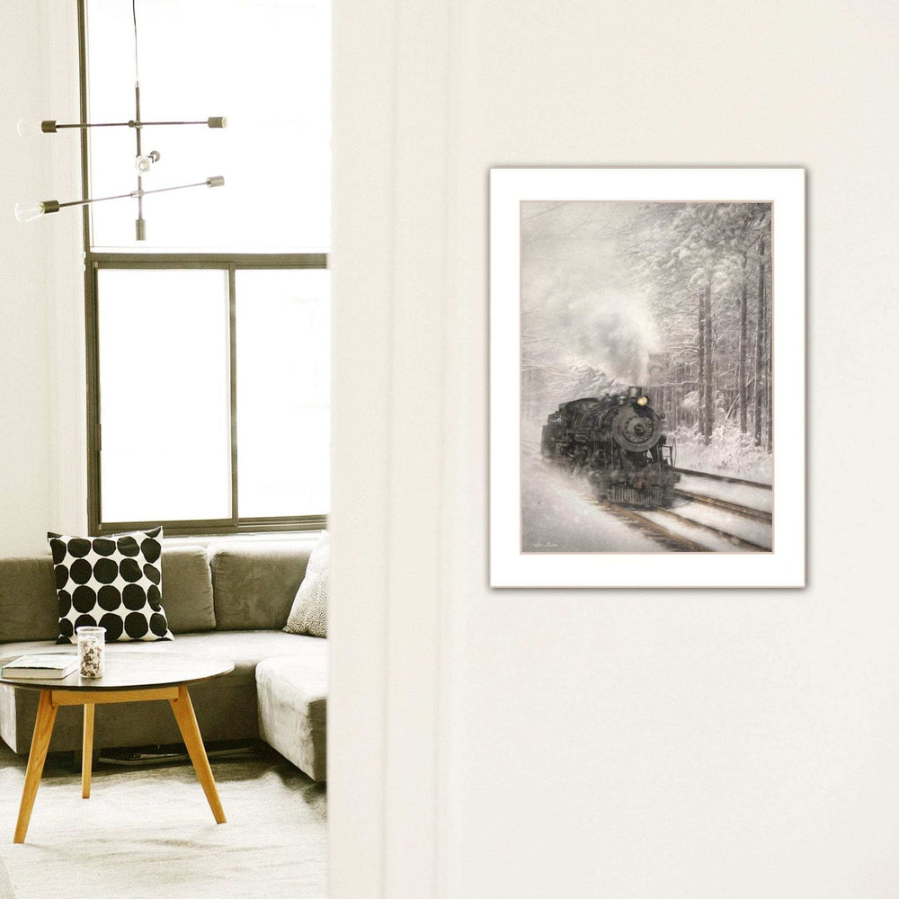 Snowy Locomotive 2 White Framed Print Wall Art - Homeroots - Flyclothing LLC