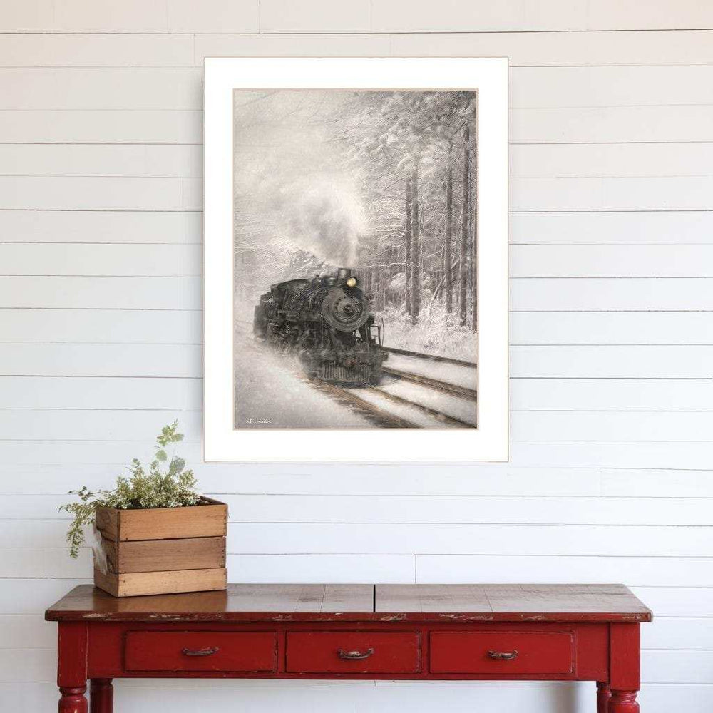 Snowy Locomotive 2 White Framed Print Wall Art - Homeroots - Flyclothing LLC