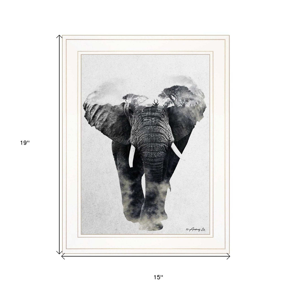 Elephant Walk 1 White Framed Print Wall Art - Homeroots - Flyclothing LLC