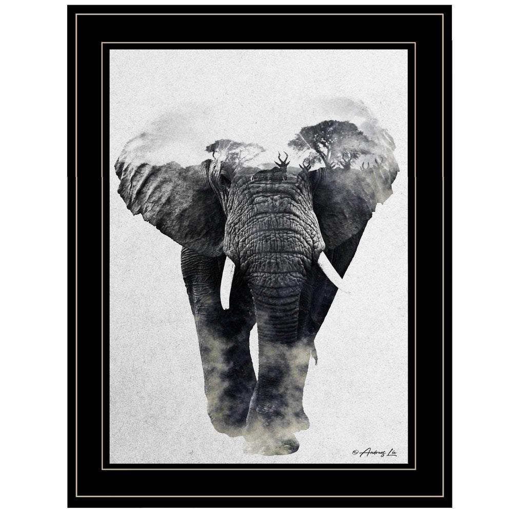 Elephant Walk 2 Black Framed Print Wall Art - Homeroots - Flyclothing LLC