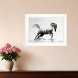 Running White Stallion 1 White Framed Print Wall Art - Homeroots - Flyclothing LLC