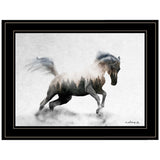 Running White Stallion 2 Black Framed Print Wall Art - Homeroots - Flyclothing LLC
