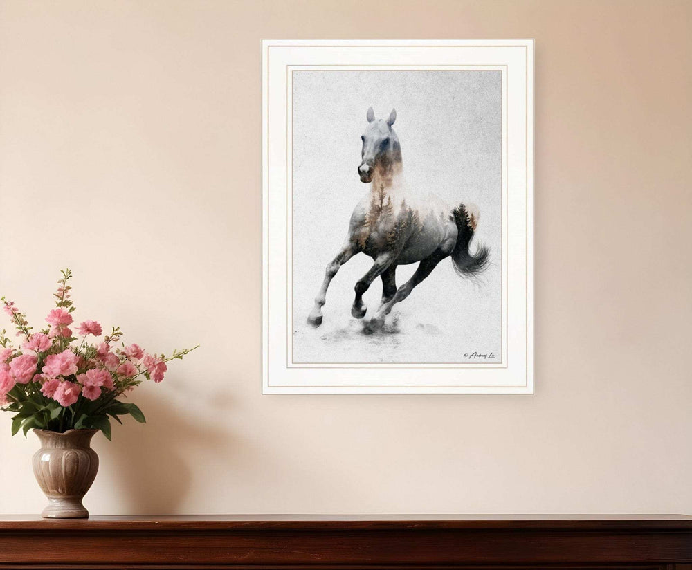 Galloping Stallion 1 White Framed Print Wall Art - Homeroots - Flyclothing LLC
