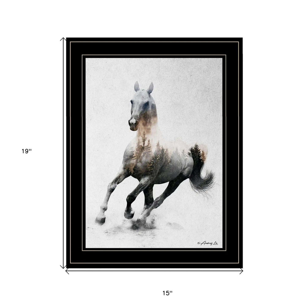 Galloping Stallion 2 Black Framed Print Wall Art - Homeroots - Flyclothing LLC