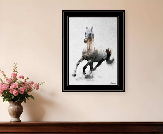 Galloping Stallion 2 Black Framed Print Wall Art - Homeroots - Flyclothing LLC