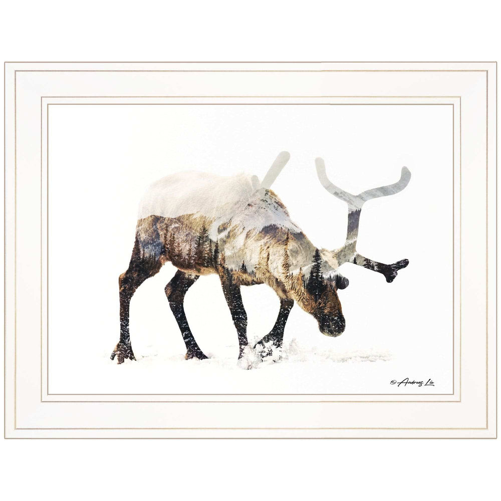 Arctic Reindeer 1 White Framed Print Wall Art - Homeroots - Flyclothing LLC