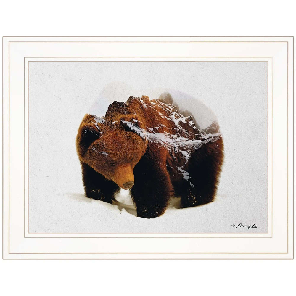 Bear in the Mountains 1 White Framed Print Wall Art - Homeroots - Flyclothing LLC