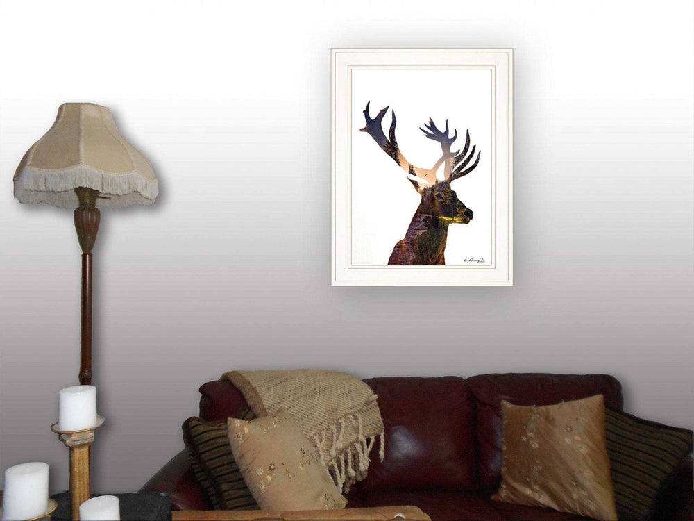 Deer in the Forest 1 White Framed Print Wall Art - Homeroots - Flyclothing LLC