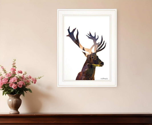 Deer in the Forest 1 White Framed Print Wall Art - Homeroots - Flyclothing LLC