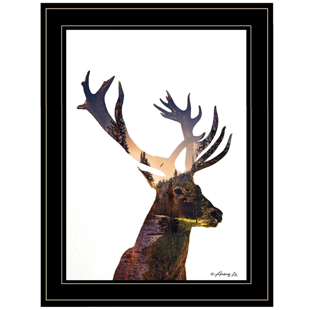 Deer in the Forest 2 Black Framed Print Wall Art - Homeroots - Flyclothing LLC