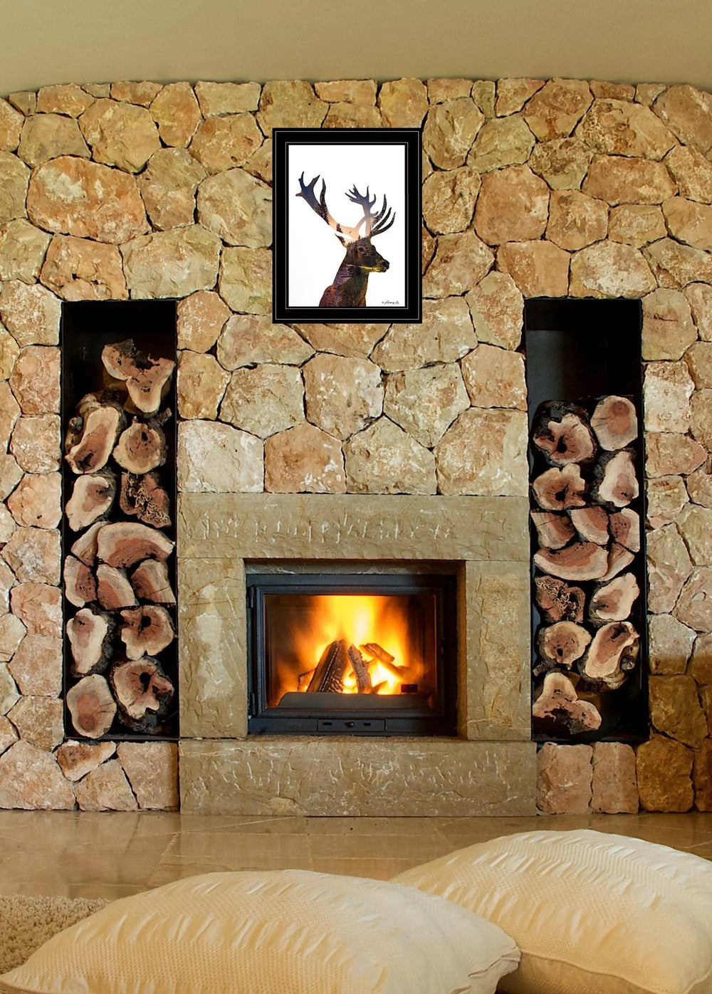 Deer in the Forest 2 Black Framed Print Wall Art - Homeroots - Flyclothing LLC