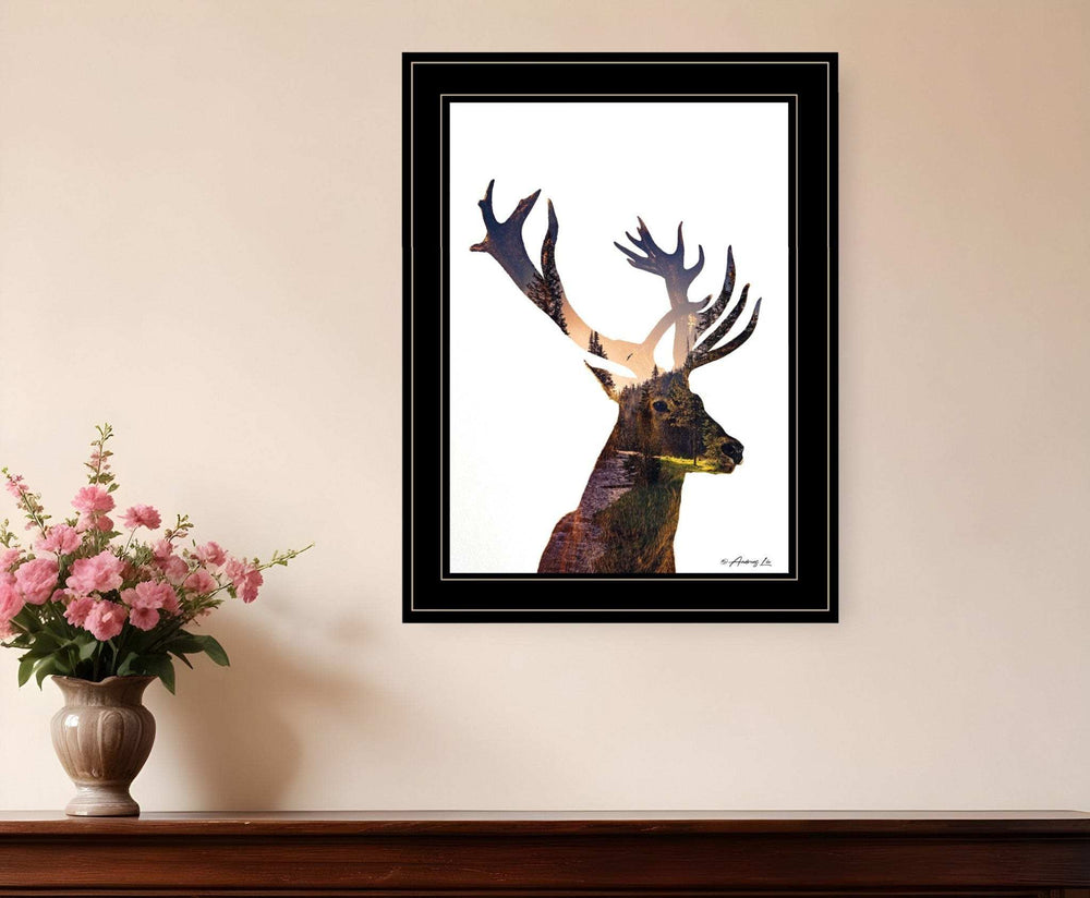 Deer in the Forest 2 Black Framed Print Wall Art - Homeroots - Flyclothing LLC
