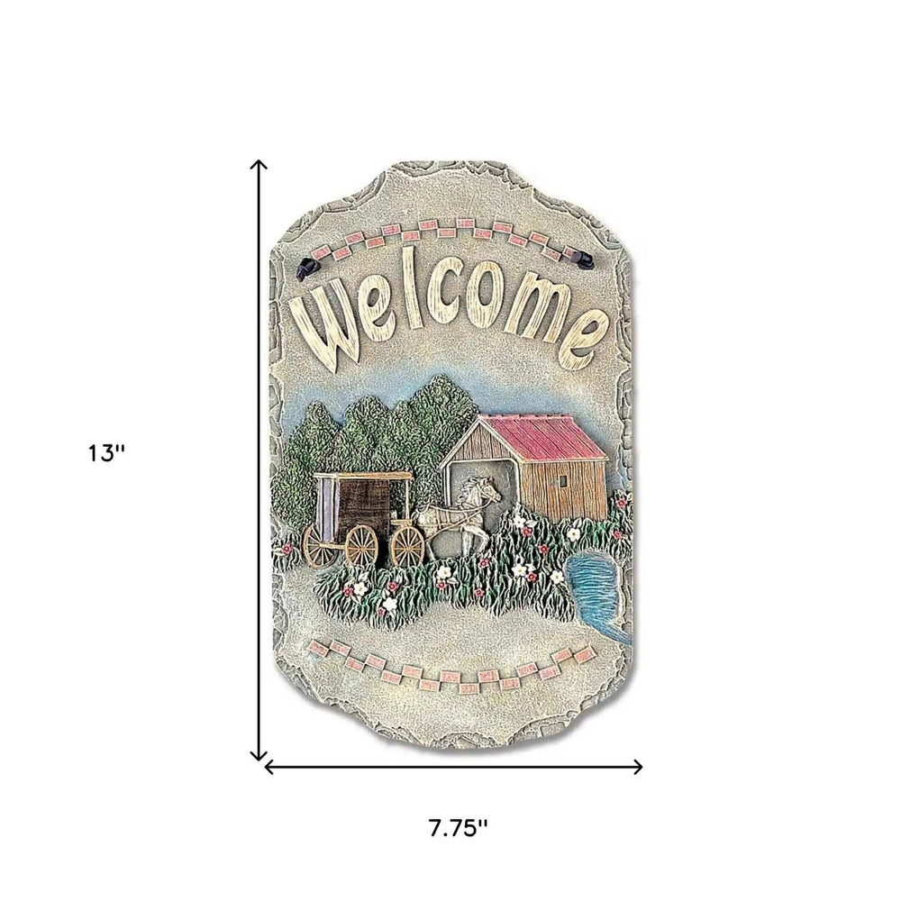 Horse Buggy and Bridge Indoor Outdoor Resin Welcome Wall Decor - Homeroots - Flyclothing LLC